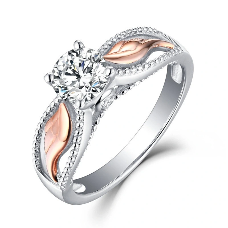 Hainon Luxury Elegant Lady Wedding Engagement Ring Angel Wings Shaped New style silver ring 1
