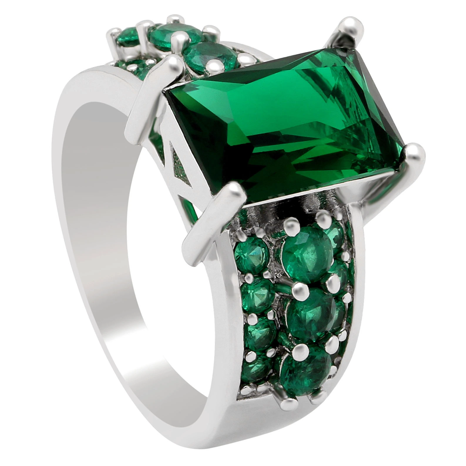Large Square Cz Rings For Women Birthstone Green Blue Red Stone 2019 Classic Ring Jewelry Wholesale Dropshipping Size 6 7 8 9 10 1
