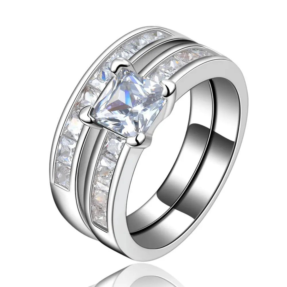 White Rings Sets For Wedding Engagement Jewelry Gift 2019 New Model Factory Wholesale Dropshipping Size 5 6 7 8 9 10 11 12 Stock 1