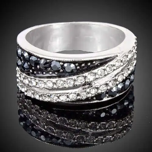 Hainon Silver Plated White Black Zircon Stone Rings For Women Engagement Design New Style Wholesale Dropshipping Jewelry 1