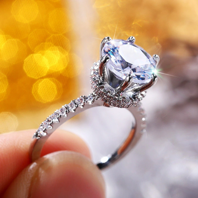 Hainon romantic wedding jewelry luxury exquisite zircon ring fashion wedding ring Gift card flannel bag set 1