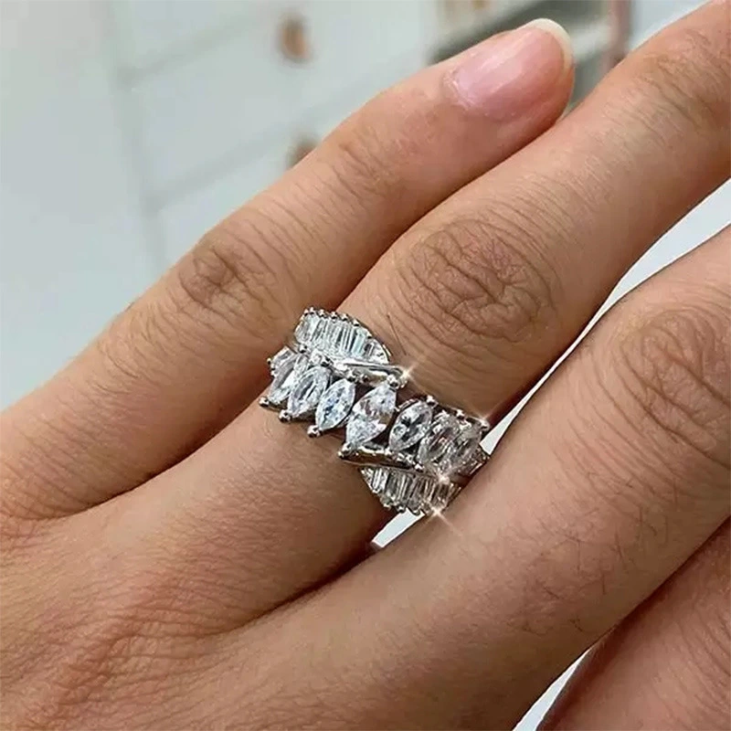 Hainon zircon ring women's European and American elegant autumn and winter all match ring Gift card flannel bag set 1