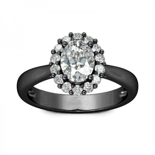 Hainon white zircon oval Cut Black Gun Plated Ring Wedding Engagement Jewelry Gift card flannel bag set 1