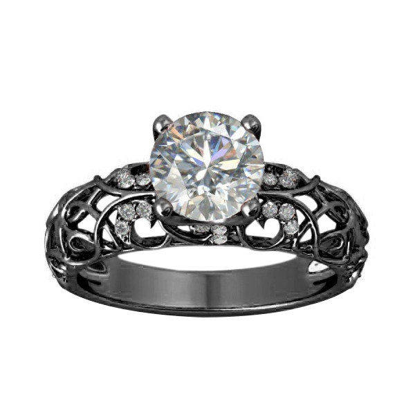 Hainon wholesale Adjustable Size Hollow ring For Women Black gold ring Jewelry Gift card flannel bag set 1