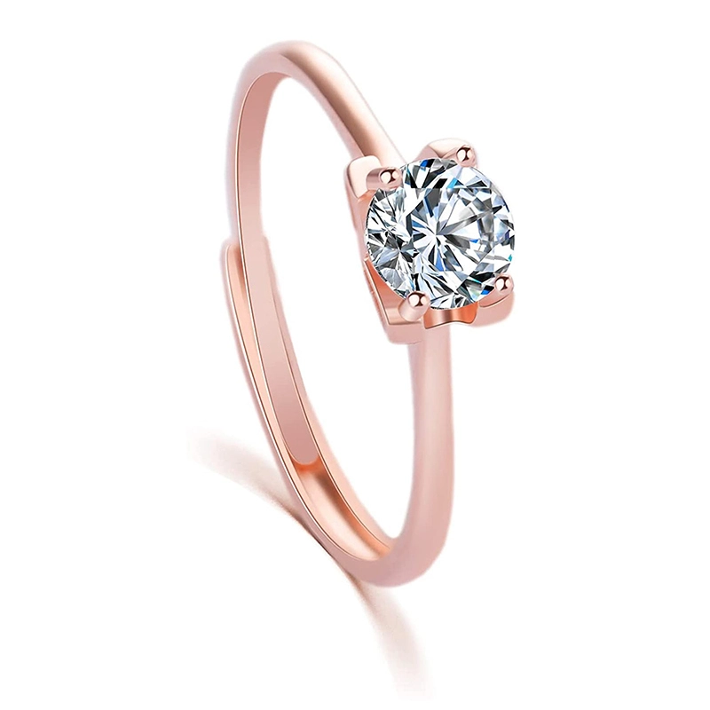 Hainon trendy round zircon Ring for Women rose gold plated Adjustable ring jewelry wedding Rings gift card 1