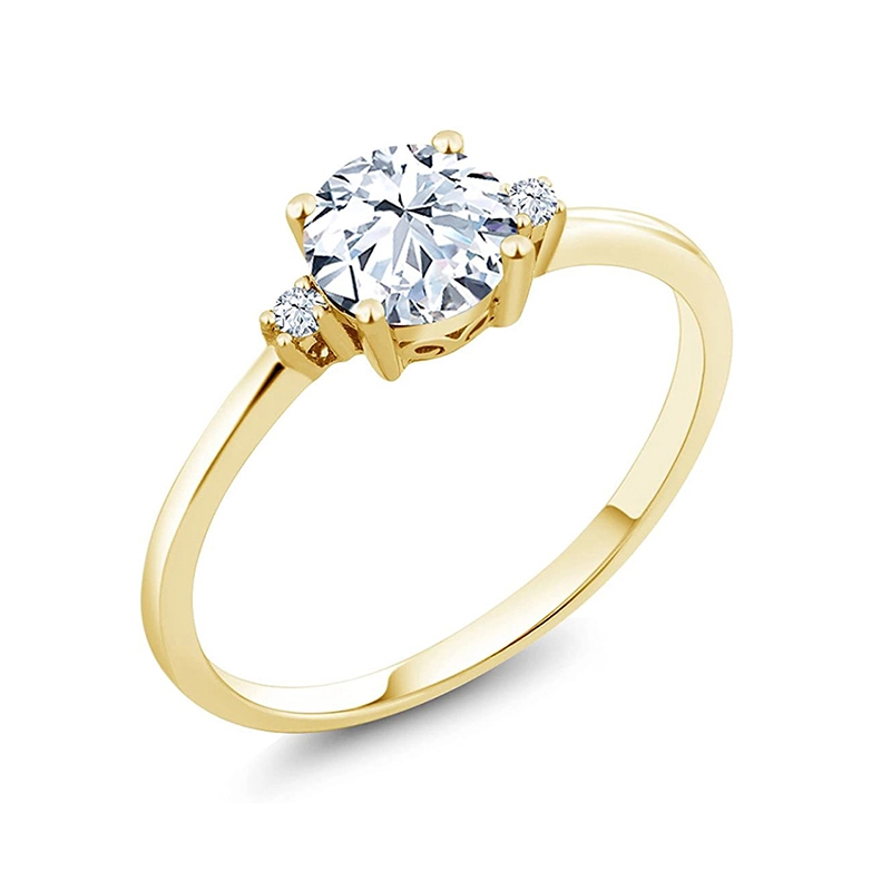 Hainon trendy round three zircon Ring for Women gold plated Adjustable ring jewelry wedding Rings gift card 1