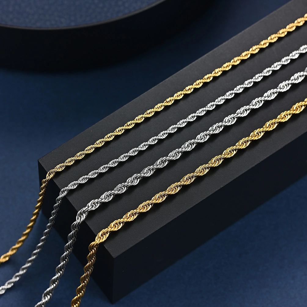 Hainon Stainless Steel Link Chain 3MM Necklace For Men women Fashion Hip hop Jewelry Accessories wholesale2 1