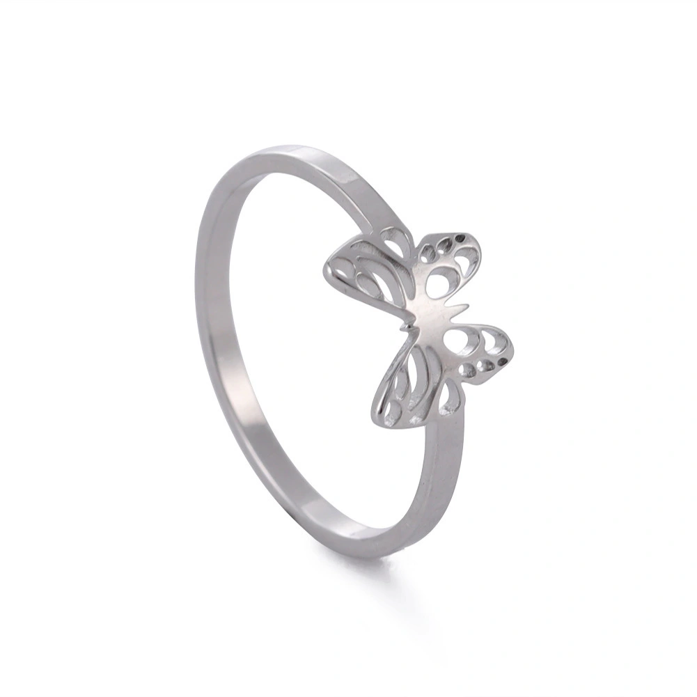 18k gold plated stainless steel ring fashion rose gold elegant butterfly hollow weeding rings Hainon wholesale 1