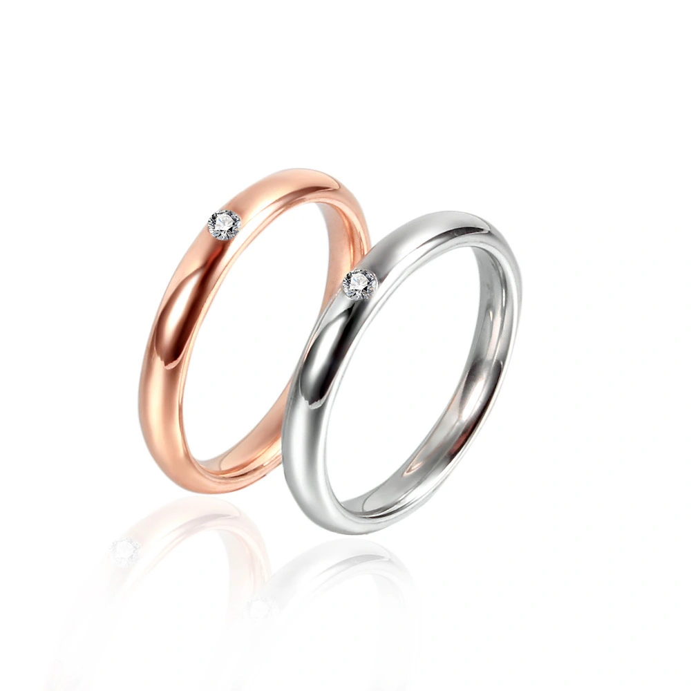 Hainon Stainless steel rings design crystal rose gold plated Couple rings High quality polishing women's rings wholesale 1