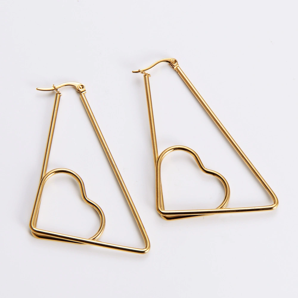 Hainon 2022 Heart Shaped Women Earrings Geometric Fashion Jewelry gold plated hoop earrings 1