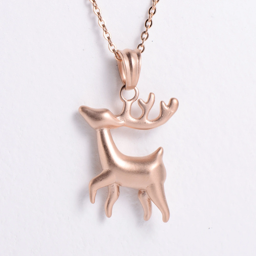 Hainon High quality necklace for women rose gold cute animal deer Stainless Steel Pendant necklace 2022 1