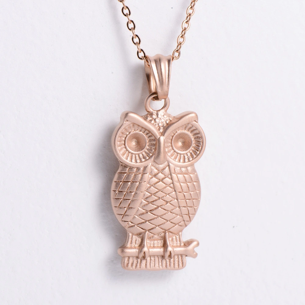 Hainon High quality necklace for women Cute Owl Animal Rose Gold Cast Stainless Steel Pendant necklace 2022 1
