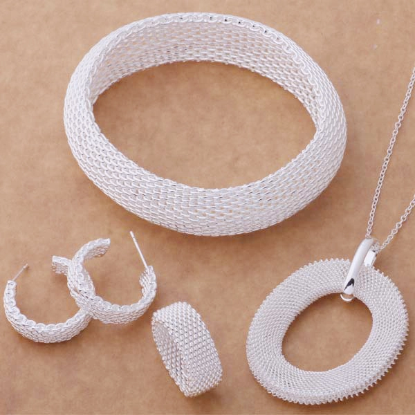 Hainon factory oem plating 925 silver necklace earrings bracelet jewelry set for women wholesale 1