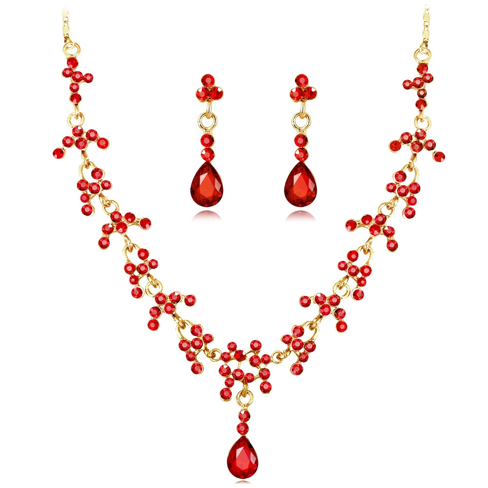 Hainon Beautiful style flower shine crystal stone women fashion jewelry set 1