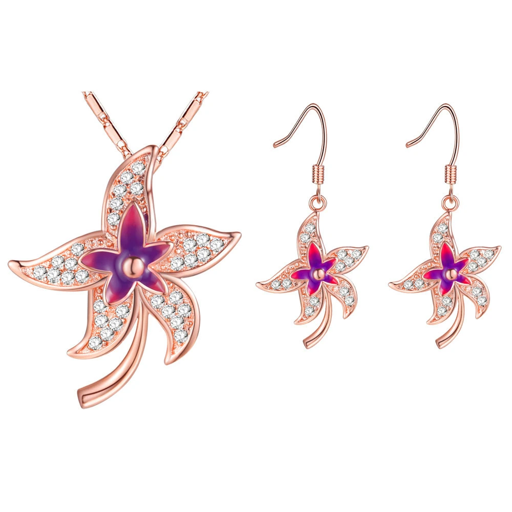 Hainon wholesale windmill white zircon Pendant Necklace Set of European and American Jewelry set Gift Cards 1