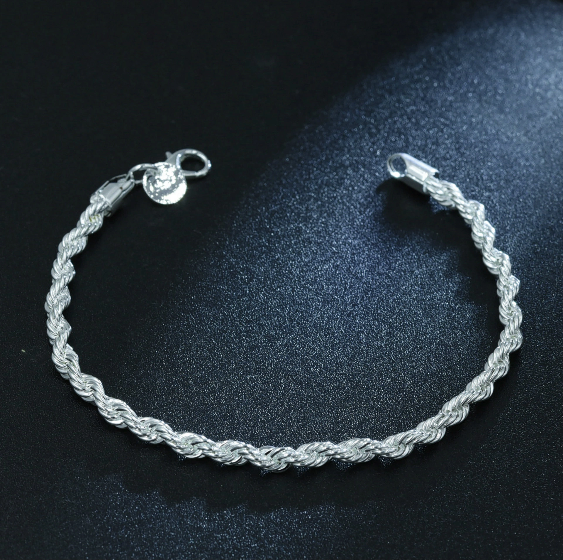 Hainon wholesale fashion Explosive jewelry twisted rope Platinum Plated bracelet Gift card flannel bag set 1