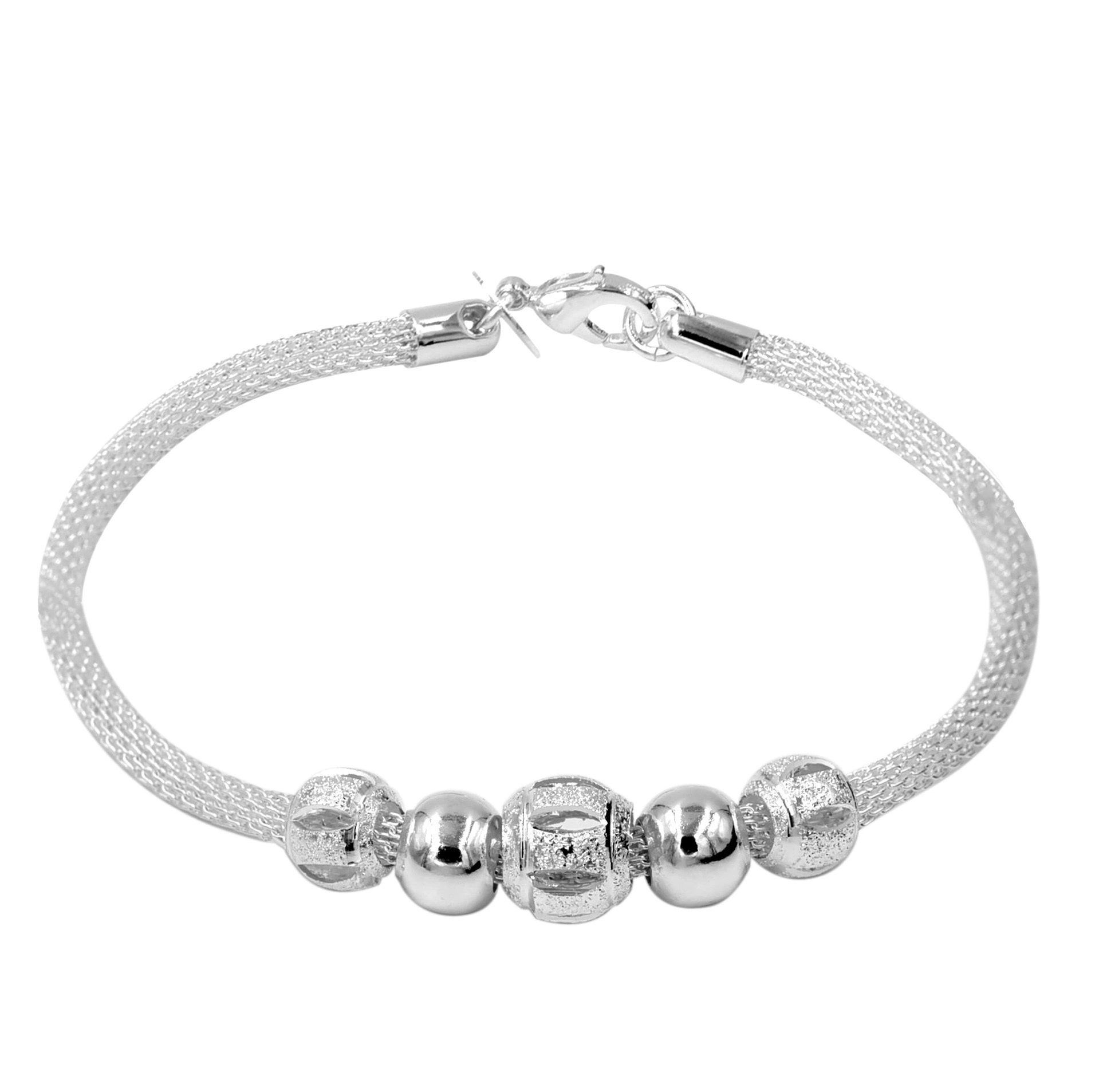 Hainon hot selling bracelets for women jewelry bead bracelet trendy design silver Gift card flannel bag set 1