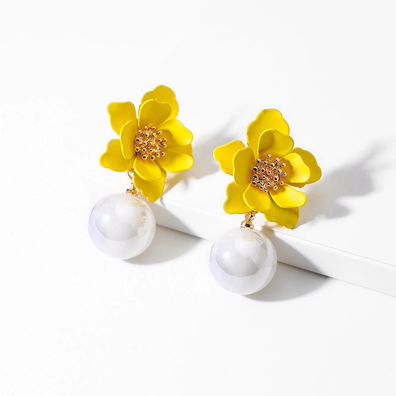 Hainon earrings for women Temperament lady Yellow flower Jewelry beaded earrings instock wholesale 1