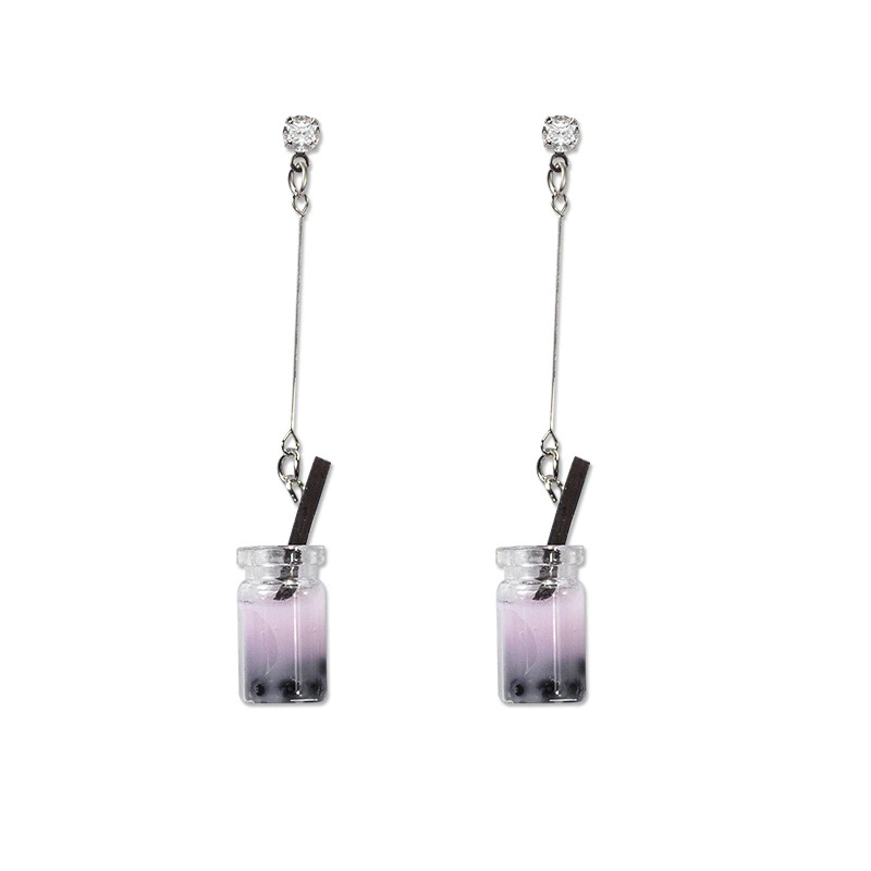Hainon New Cute Colorful Earrings for Women Creative Personality Sweet Milk Tea Shape Dangle Earrings Wholesale 1