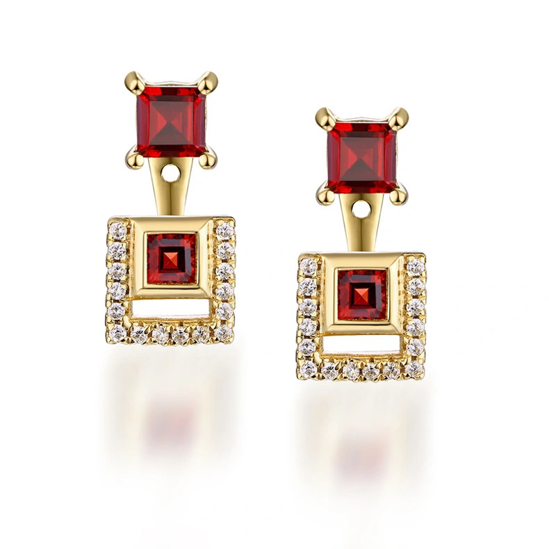 Hainon Charm square red crystal gold plated earrings christmas gifts of jewelry women 1