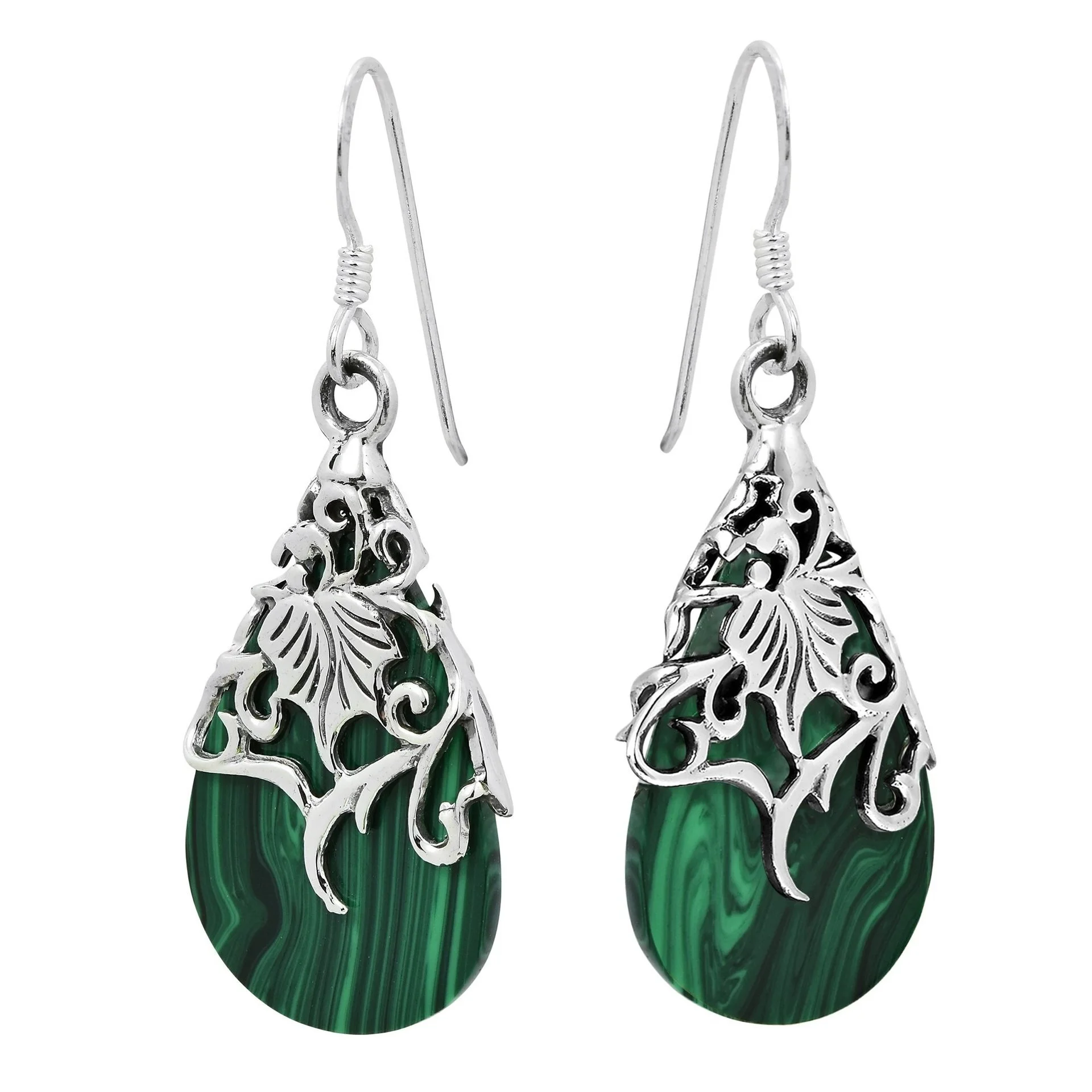 European and American Silver Plated Earring for Women Hollow Carved Ethnic Style Earrings Turquoise Dangle Earrings 1