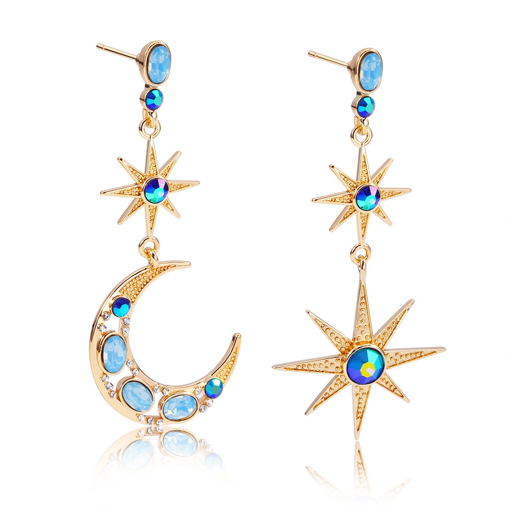 Hainon Statement Earrings Asymmetric Star And Moon Stainless Steel Silver Needle Earrings Female Earrings 2021 1
