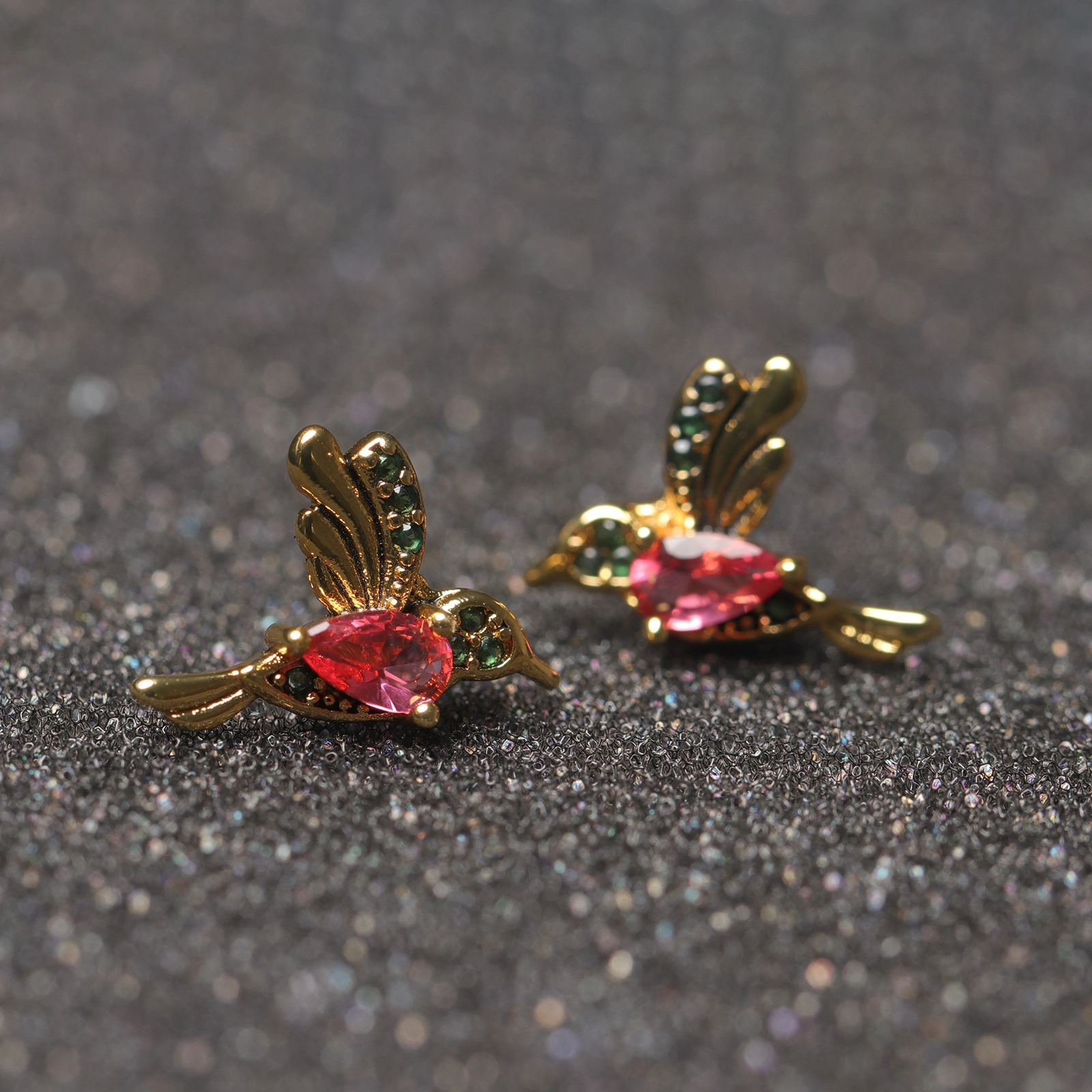 Hainon Fashion earrings trend 2021 Gold Plated Earrings Crystal Bird Hummingbird Stud Earrings 2021 Animal Jewelry 1
