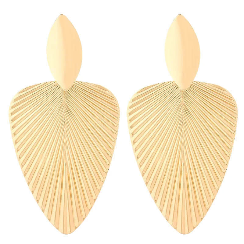 Hainon Stud 18 Gold Plated Leaf Earrings for Sensitive Ears Jewelry For Women Girls Gift card flannel bag set 1