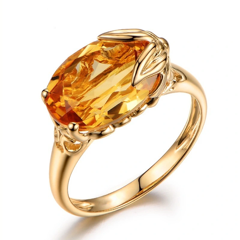 Hainon Yellow crystal ring gold women jewelry Fashion engagement ring 1