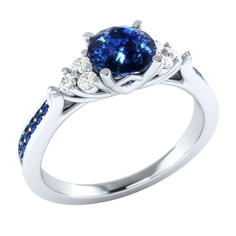 blue diamond ring women fashion jewelry wedding ring wholesale 1