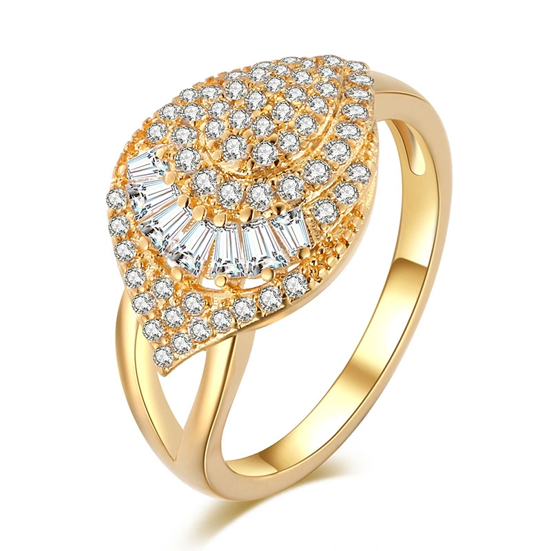 Hainon Luxury exaggerated zircon shiny women wedding ring gold plated jewelry 1