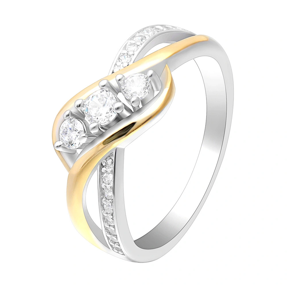 wholesale rings simple Fashion three shiny diamonds gold wedding rings jewelry for women 1
