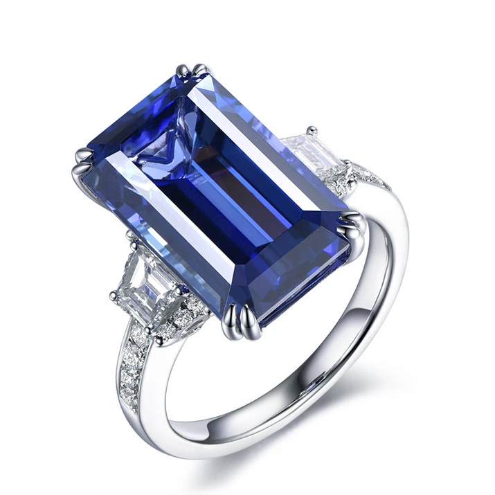 Hainon wedding rings for women Sea blue zircon Fashion women Square big stone wedding jewelry rings 1
