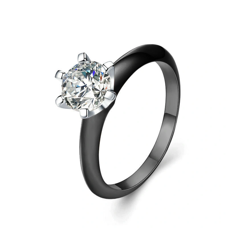 Hainon Classical Simple Statement Promise Ring Wedding Engagement ring Jewelry Gift Women Gift card flannel bag set 1