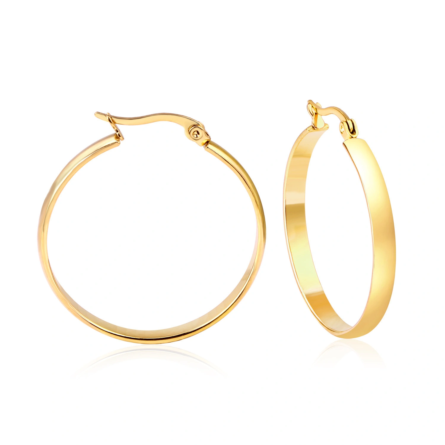 Hainon European 15mm 25mm 35mm Fashion stainless steel Earrings Hot Sale Personality 18k Gold Plated Hoop Earrings 1