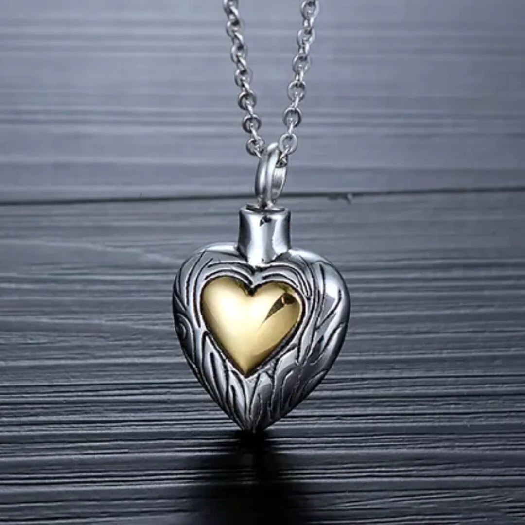 Hainon Stainless Steel Love Heart Shaped Ashes Pendant Family Pet Hair Memorial Hollow Pendant flannel bag set 1
