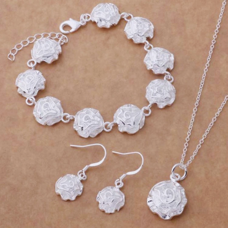 Hainon fashion factory wholesale jewelry set 925 silver plating flower shape jewelry 1
