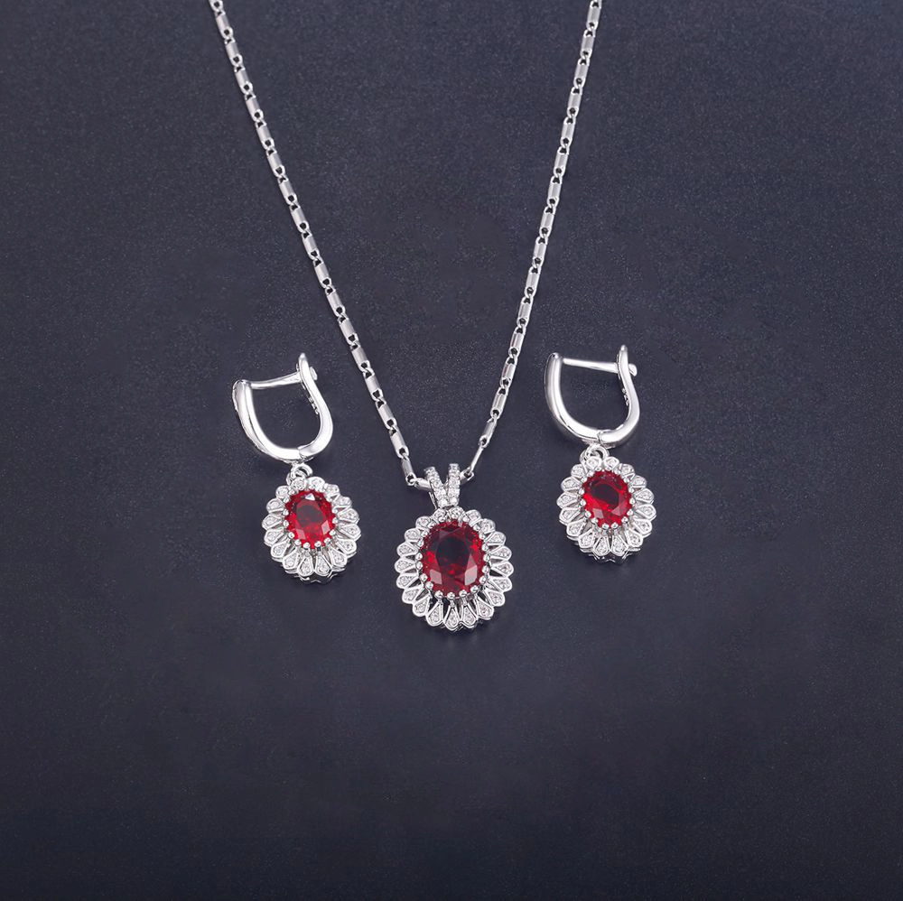 Hainon wholesale bridal jewelry set Platinum Plated Cubic Zirconia  Pendant Necklace and Earrings Jewelry Set 1