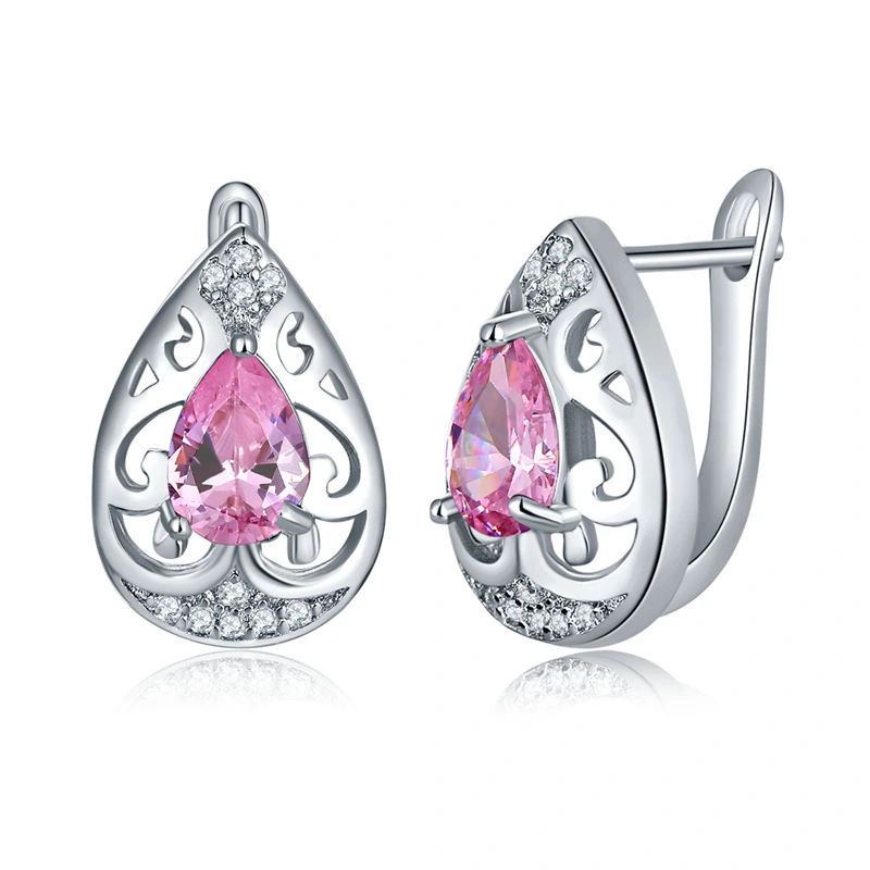 Hainon earrings Fashion women white gold jewelry shiny Zirconia clip earrings for women in stock wholesale 1