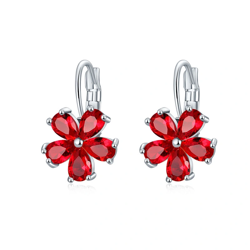 Hainon clip earrings Fashion women flower Zirconia silver earrings shining for women wedding gift in stock wholesale 1
