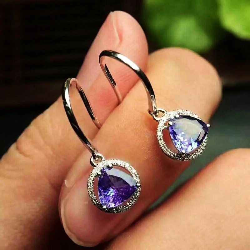 Hainon 2021 summer new women's Triangle purple zircon Earrings Wishes Blessing Girlfriend Gifts Earrings 1