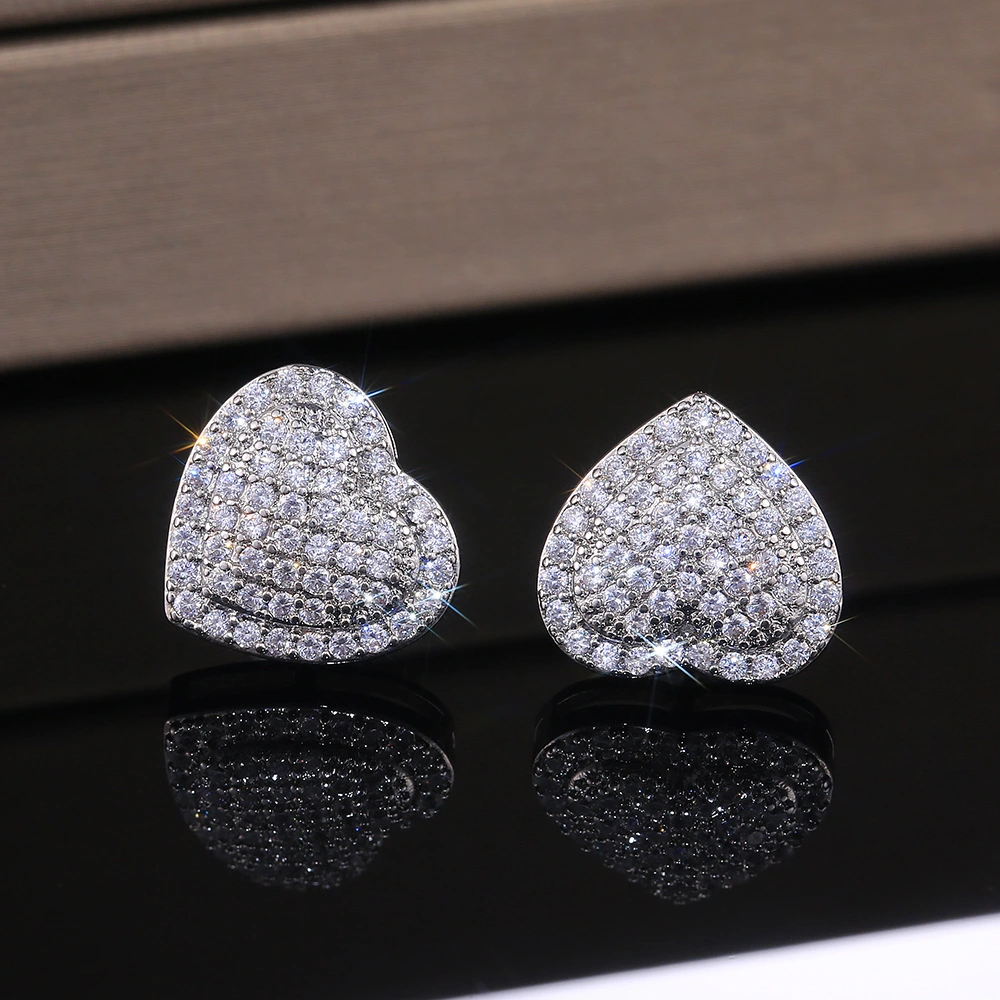 2021 summer Hainon earrings Shiny crystal heart-shaped earrings Fashion style women earring alloy elegant jewelry 1