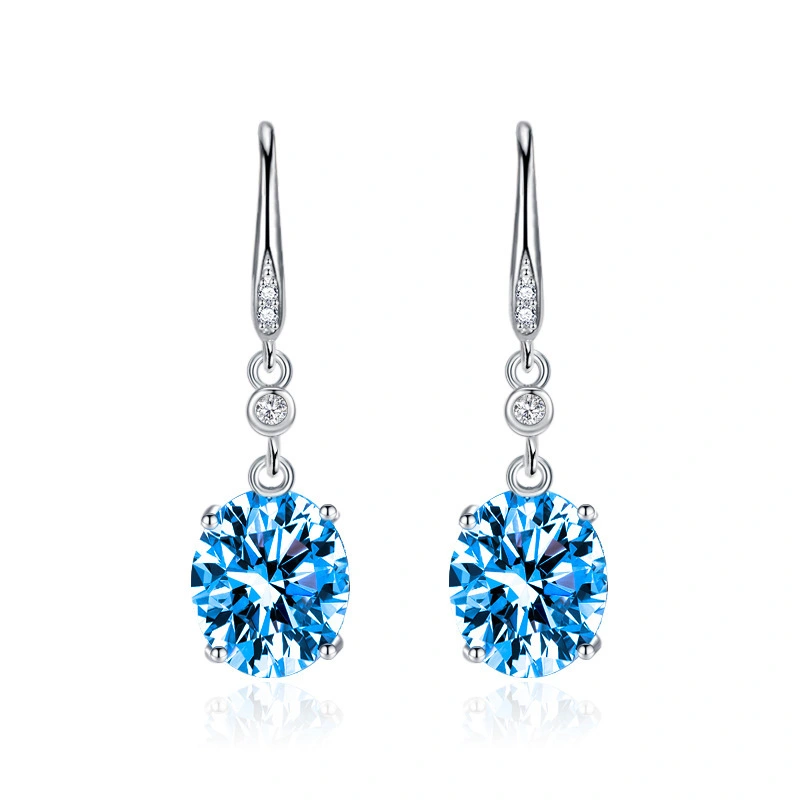 Hainon fashion jewelry hot selling design 4 color oval zircon drop earrings Gift card flannel bag set wholesale 1