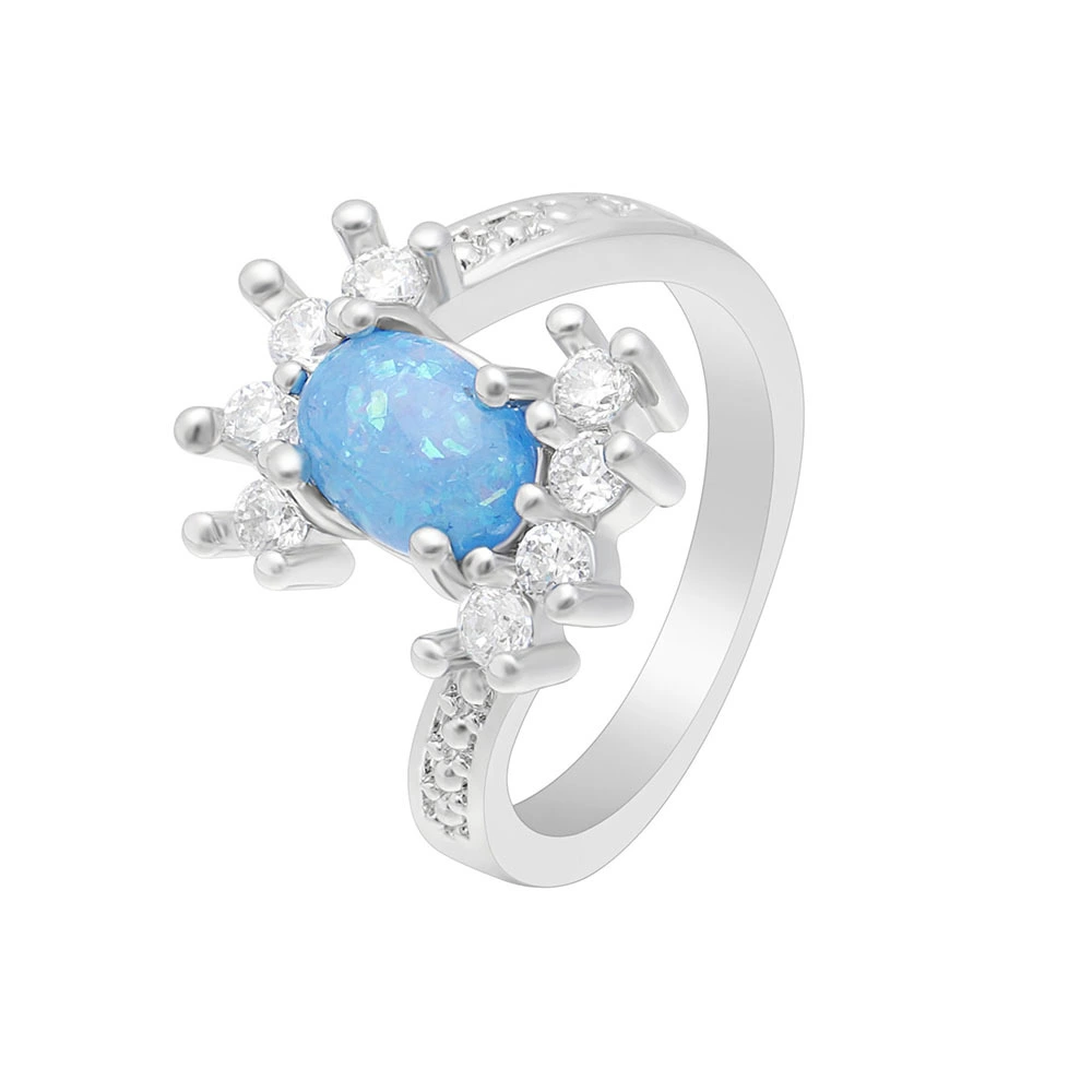 Blue Opal Ring Female Fashion Jewelry New Design factory direct sale wedding ring 1