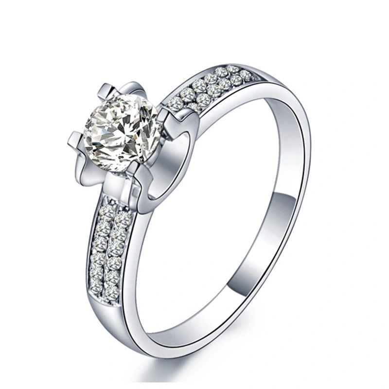 Hainon Women Love Ring 7mm White Zircon white gold Plating wedding rings jewelry 1