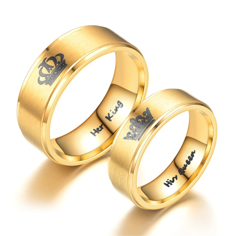 Hainon Couple ring 8mm stainless steel jewelry rings for men Simple style gold ring wholesale 1