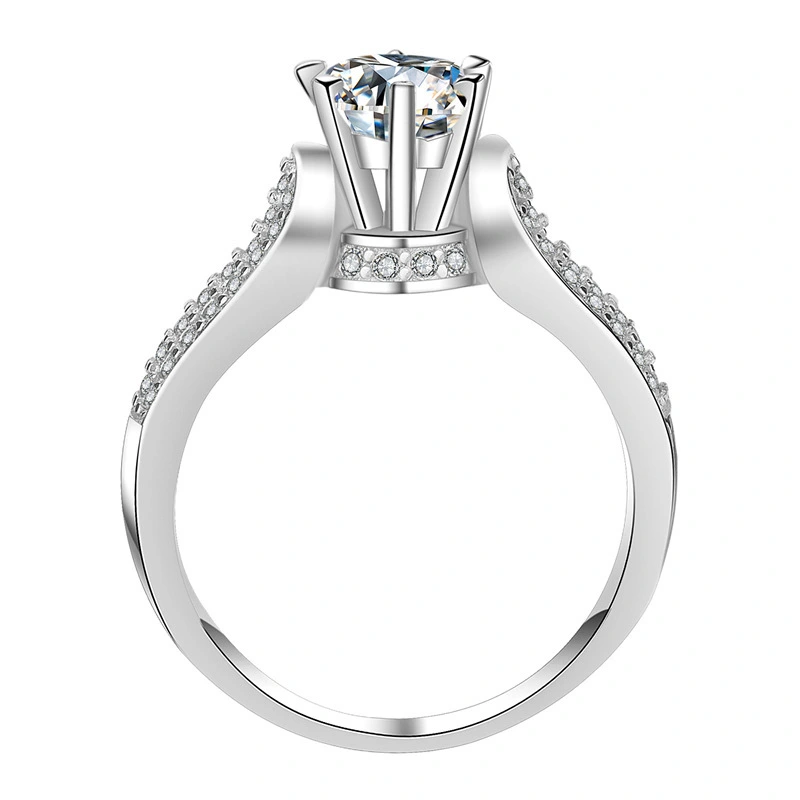 Hainon Birthstone Silver Ring white Zircon Round wedding rings women jewelry 1