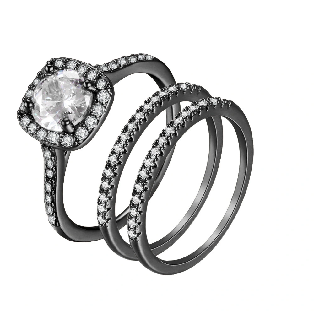 Hainon Rings for Women Men Round Cut Engagement Rings Bridal Sets Wedding Rings Gift card flannel bag set 1