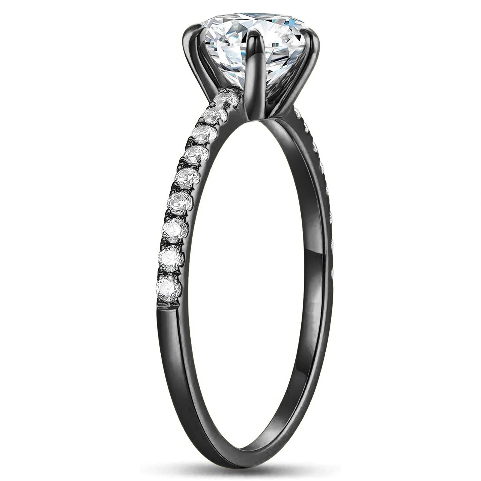 Hainon Classic Black Rings for Women Jewelry Black Engagement Rings for Women Gift card flannel bag set 1