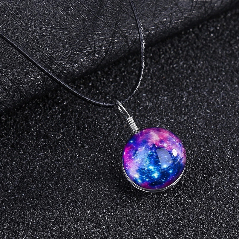 New handmade glass ball luminous couple pendant necklace dream starry sky time necklace jewelry wholesale 1